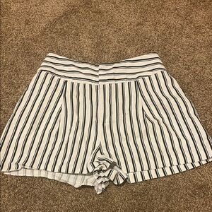 Forever 21 High Waist Striped Shorts - Black and White